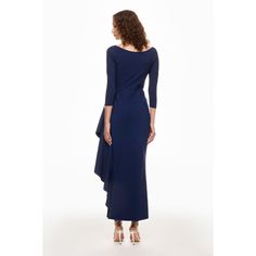 Blue (72% Polyamide, 28% Elastane). Gowns. V-Neck. Long Sleeve. Pull on. Shoulder to hemline length: 58". Imported. Chiara Boni, Rent The Runway, Long Dress, V Neck, Long Sleeve, Blue