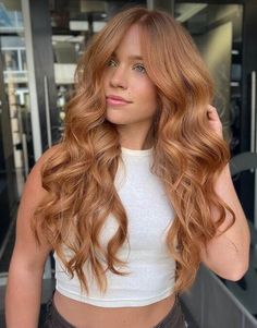 7 Copper Hair Color, Cute Copper Hair, Ginger And Ash Blonde Hair, Blonde Hair To Copper Hair, Light Orange Copper Hair, Popular Hair 2023, Light Ginger Hair Copper Natural Red, Blush Copper Hair, Natural Hair Color Ideas For Blondes