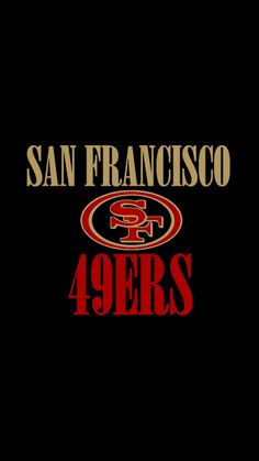 the san francisco 49ers logo on a black background