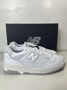 New Balance 550 White Gray BB550PB1 Men’s Size 11/ Women’s Size 12.5. New Balance 550 White Gray, New Balance Bb550 Outfit, New Balance Bb550, White Shoes That Go With Everything, White Men Shoes, New Balance 550 Gray, New Balance 550 Women, New Balance 550 Shoes, New Balance 550 White Grey