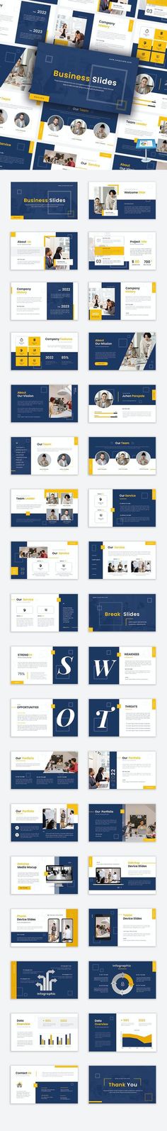 an image of a web page with different layouts and colors, including blue, yellow and