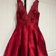 The Perfect Red Dress For Homecoming, A Christmas Party, Or Any Other Formal Occasion! Has Lovely Little Detailing Around The Top. Never Been Worn. Red Homecoming Dress, Dress For Homecoming, Red Homecoming Dresses, Perfect Red Dress, Dresses Red, Homecoming Dress, Pleated Dress, Formal Occasion, Formal Event