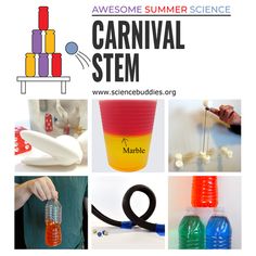 an advertisement for a science summer science camp with pictures of various items and text that reads,