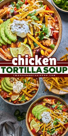 This Chicken Tortilla Soup is a Mexican family soup recipe that's perfectly spiced, satisfying, and made in one pot! This homemade chicken soup makes a great addition to your comfort food ideas. Save this pin! Chicken Tortilla Soup Ree Drummond, Amazing Chicken Tortilla Soup, How To Make Chicken Tortilla Soup, On The Border Chicken Tortilla Soup Recipe, El Torito Chicken Tortilla Soup, Chicken Tortilla Soup With Vegetables, Chicken Tortilla Soup From Cans, One Pot Chicken Tortilla Soup, Easy Crock Pot Tortilla Soup