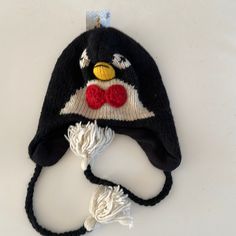 Wool Funny Animals Penguin Hats Fits Most Unisex Kids And Adults Fun Black Warm Hats, Cute Adjustable Black Hat, Playful Black Warm Hats, Cute Black Cap Hat, Black Novelty Beanie Hat, Cute Black Beanie Hat, Novelty Black Beanie Hat, Playful Black Adjustable Hat, Cute Black Winter Hat