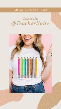 Our popular All Are Welcome, Rainbown, Pride Teacher T-shirt, Colored Pencils Rainbow shirt today! This shirt is a symbol of support for teachers, students, and everyone. Perfect First Year Teacher Tshirt Rainbow Shirts, Rainbow Tshirt, Shirts For Teachers