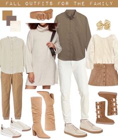 an image of some clothes and shoes for people to wear in the fall / winter