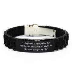 Meaningful black engraved stainless steel bracelet for Fiance. This is a special gift for Fiance, who can take it wherever they go. This lovely message-engraved bracelet is perfect for husbands, sons, or boyfriends. Durable and fashionable, this makes for the perfect fashion accessory. Product Features - Handmade Engraved Bracelet for Fiance. - It's an ideal gift idea for many occasions, such as Valentine's Day, Fathers' Day, Thanksgiving, Christmas, birthdays, or anniversaries. - This bracelet Bracelet Message, Truck Driver Gifts, Gifts For Truckers, Engraved Stainless Steel, Clasp Bracelet, Engraved Bracelet, Bracelet Clasps, Velvet Bag, Step Moms