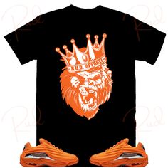 Custom Designed Sneaker T Shirt T-Shirt Features - Comfortable and light, premium short sleeve tee. 🔹 Premium fit 🔹100% Soft cotton 🔹Light fabric (4.3 oz/yd² (146 g/m 🔹Tear away label Shoes Not Included Custom Made - Not Adidas, Nike, or Jordan Brand Sneaker Tee, Sneaker T-Shirt The sneakers/shoes are not being sold in this product. You are only purchasing the tshirt/hoodie/socks/sweatshirt/tank top/hat/shorts. Shoes are NOT included. The shoes displayed are sold separately elsewhere and are Orange Graphic Tee For Streetwear, Orange Crew Neck Shirt For Streetwear, Orange Sublimation Print T-shirt For Streetwear, Orange Streetwear T-shirt With Sublimation Print, Orange Sneakers, Lion Shirt, Sneaker Tee, Shoe Display, Orange Shirt