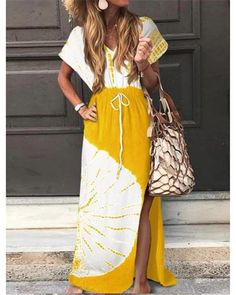 HOT SELLING !FREE SHIPPING  Order Over $80BUY 3 USE 8% OFF  CODE : 8OFF Item: H5442Description:Material: PolyesterSeason: Spring,SummerSleeves: Short SleevePattern: PrintedStyle: Casual, Fashion, DailySize: S, M, L, XLColor: Yellow, BluePackage included1 * DressDue to the difference between different monitors, the picture may not reflect the actual color of the item. ShippingReceiving time = Processing time + Shipping timeReturn PolicyOur GuaranteeReturn or exchange within 15 days from the deliv Robes Glamour, Fitted Maxi Dress, Basic Skirt, Loose Maxi Dress, Short Sleeve Maxi Dresses, Printed Long Dresses, Straight Dress, Floral Print Maxi Dress, Floral Print Maxi