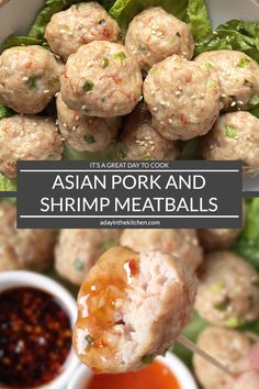 Pork And Shrimp Meatballs, Chinese Pork Meatball Recipe, Ground Pork And Shrimp Recipes, Pork Meatballs Asian, Asian Appetizers For Party, Chinese Entrees, Vietnamese Meals, Shrimp Meatballs, Pork Meatballs Recipe