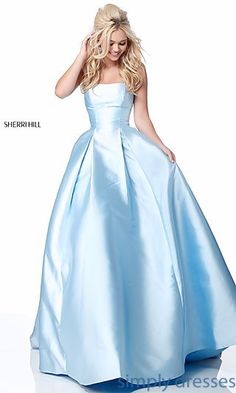 Debutante Dresses, Simply Dresses, Strapless Prom Dress, Long Sleeve Gown, Pageant Gowns, Sherri Hill Dresses, A Line Prom Dresses