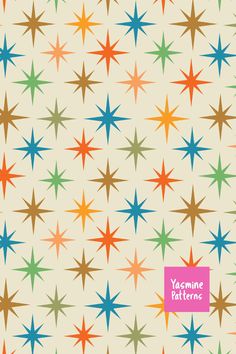 colorful stars on a white background with the words yasmme patterns written below them