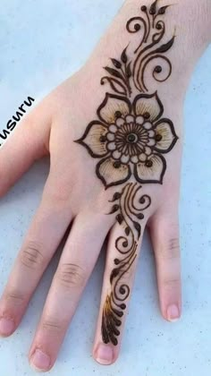 the hand is decorated with henna designs