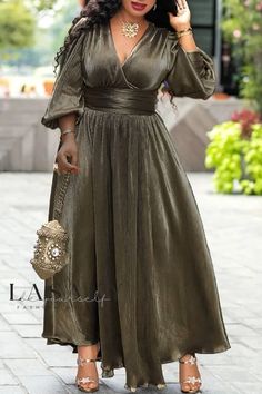 Lasaky - Exquisite A-Line Dresses with Stylish Patchwork and V-Neck Design Golden Dress Long, High Waist Maxi Dress, Best Maxi Dresses, Robes Glamour, Long Sequin Dress, Sukienki Plus Size, Long Sleeve Sequin Dress, Golden Dress, 파티 드레스