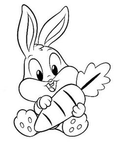 a cartoon bunny holding a carrot