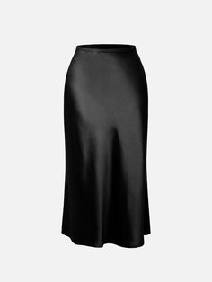 Silk-Like Satin Midi Slip Skirt Bias-Cut High Waisted Womens Skirt – OGLmove Solid Satin Maxi Skirt For Party, Satin Midi Skirt For Date Night, Evening Skirt With Relaxed Fit, Evening Satin Stretch Skirt, Stretch Satin Skirt For Evening, Evening Satin Skirt With Stretch, Chic Stretch Satin Skirt, Asymmetrical Solid Color Skirt For Evening, Solid Satin Skirt For Summer