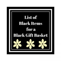 the black items for a black gift basket are displayed in front of a white background