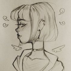 a drawing of a woman's profile with her head tilted to the side and hands on her hips