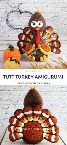 crochet thanksgiving turkey ornament free pattern and instructions to make it in the shape of a turkey