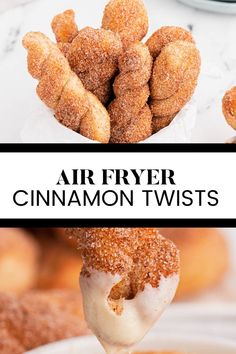 Two image collage of air fryer cinnamon twists. First image is the twists in a white bowl. Second image is a twist being dipped in cream cheese dipping sauce. Donut Twists, Cream Cheese Dipping Sauce, Frying Recipes, Cheese Dipping Sauce, Cinnamon Twist, Biscuits Recipes, Air Fryer Recipes Dessert, New Air Fryer Recipes, Air Fryer Recipes Snacks