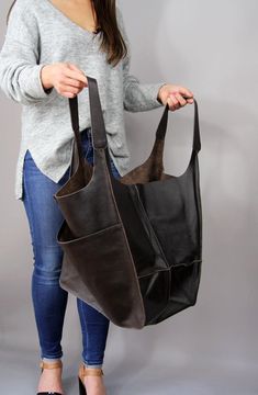 XXL Handbag Oversize Brown Handbag Large Shoulder Bag Soft | Etsy Foldover Bag, Slouchy Tote, Large Leather Bag, Leather Tote Bag Women, Large Leather Tote Bag, Soft Leather Bag, Stylish Tote Bag, Oversized Bag, Genuine Leather Totes