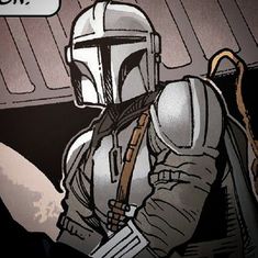 a star wars comic character with a helmet on