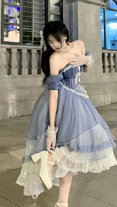 #cute #beautiful #korean Pretty Blue Dress, Looks Pinterest, Cute Dress Outfits, Fantasy Dress, Fairy Dress, Really Cute Outfits