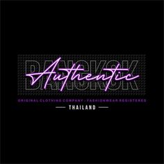 the logo for an artisan clothing company in thailand, with neon purple lettering on black background