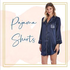 "This oversized lightweight satin sleep shirt is perfect for lounging around, slumber parties, bridal party gifts, and more. No pre-wedding photoshoot is complete without some cute photos of the bride getting ready for the big day with her bridesmaids. Our oversized pajama shirts come in 3 colors. They feature front center button fastening, contrast piping detail and a front pocket. 🌸 🌸 🌸 🌸 H O W . T O . O R D E R 🌸 🌸 🌸 🌸 You can add multiple selections to your cart before making a final Sorority Sets, Sorority Pajamas, Big Little Shirts Sorority, Wedding Pajamas, Bridesmaid Pajama, Satin Pjs, Big Little Shirts, Big Little Gifts, Bridesmaid Pyjamas