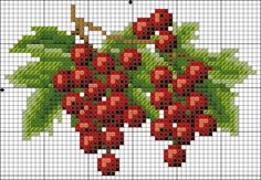 a cross stitch pattern with cherries on it