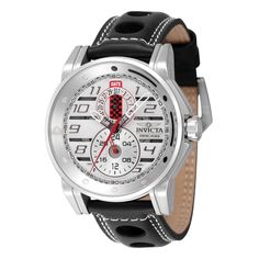 This impressive Invicta Invicta Racing watch features a precise Quartz movement as well as a steel, black case. Its , plastic, metal dial is enclosed by a highly protective Mineral Crystal. This watch is finished by a strong white, black, band, and it offers 30 m water resistance. From Invicta's founding more than a century ago to the present day, innovation and excellence have been at the core of each era and collection throughout the brand's history. Here at Invicta stores, you will find the l Racing Style Black Watches With Analog Display, Black Racing Watch With Analog Display, Black Racing Style Automatic Chronograph Watch, Black And White Hands, Racing Watch, Invicta Watches, Black B, Casual Watches, Black Case