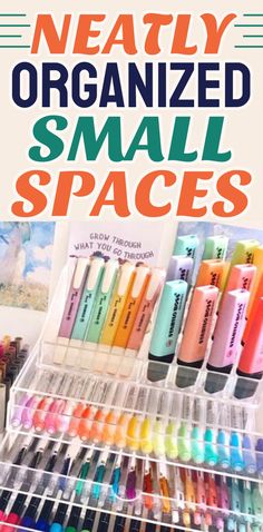 an organized small space with markers and pens