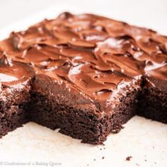 a chocolate cake that has been cut in half