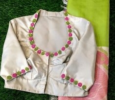 Blouse Design Simple, Simple Aari Work Blouse Design, Simple Aari Work Blouse, Simple Aari Work, Aari Work Blouse Design, Simple Craft Ideas, Blouse Designs High Neck, Cotton Blouse Design, New Saree Blouse Designs