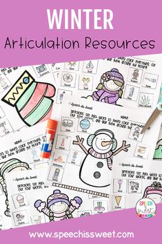 Looking for no prep winter articulation activities for young students? This blog post covers my winter articulation packets for early and later developing sounds. These articulation sheets are great for repetitive drills and sending as homework. Find out more on the blog. | Speech is Sweet Therapy Homework, Speech Therapy Activities Language, High School Speech Therapy, Language Therapy Activities, School Speech Therapy