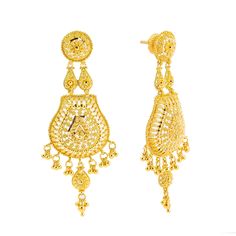 This one of a kind jewelry set is made of authentic 22k Indian gold, lush beading, and delicate filigree work. It's an amazing gold jewelry set for women to pair with their best evening looks to add a culture flare. Features• Virani signature 22K yellow gold.• Beading.• Filigree.Specifications• Minimum Earring Width - 4 millimeters • Maximum Earring Width - 12 millimeters• Earring Length - 3 inches• Minimum Necklace Width - 6 millimeters • Maximum Necklace Width - 15 millimeters• Necklace Length 22k Gold Jewelry Sets For Festive Occasions, Festival 22k Gold Jewelry Sets With Intricate Design, Traditional 22k Gold Jewelry Sets, Traditional Filigree Chandbali Jewelry Sets, Festive Filigree Jewelry Sets For Festivals, Festive Filigree Jewelry Sets, Intricate Yellow Gold Jewelry Sets For Festive Occasions, Festive 22k Gold Jewelry Sets With Filigree, Festive Yellow Gold Jewelry Sets With Filigree