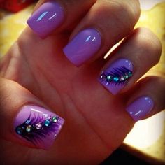 Nail Designs 2014, Fantastic Nails, Feather Nail Art, Feather Nails, Purple Nail Art, Purple Nail Designs, Popular Nail Designs, Purple Nail, Popular Nails