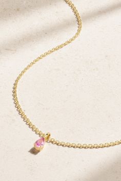 Anita Ko's necklace is the perfect everyday piece. It's cast from 18-karat gold and set with a 0.55-carat pear-cut pink sapphire. Wear yours layered with similar styles. Fine Jewelry Pink Teardrop Pendant, Luxury Pink Briolette Necklace, Pink Teardrop Pendant Fine Jewelry, Elegant Pink Pear-shaped Necklace, Elegant Yellow Gold Necklaces With Pink Sapphire, Elegant Pink Pendant Birthstone Necklace, Yellow Gold Pink Sapphire Necklace, Pink Sapphire Necklace In Pink Gold As Gift, Pink Gold Necklace With Pink Sapphire For Gift