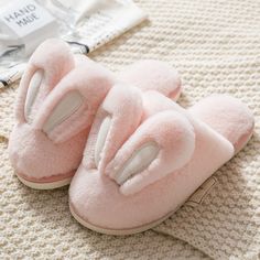 Color: Pink, Size: 36to37 Rabbit Slippers, Fun Slippers, Slippers Cute, Winter Footwear, Bunny Slippers, Warm Shoes, Time To Relax, Rabbit Cartoon, Rabbit Ears