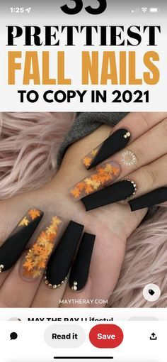 Fancy Fall Acrylic Nails, Polygel Nails Fall, Acrylic Nails For Fall Autumn, Fall Inspired Acrylic Nails, Cute Autumn Nails Acrylic, Nail Art For Fall Autumn, Coffin Halloween Nails Designs, Short Acrylic Nails Autumn, Nails Acrylic Fall Designs