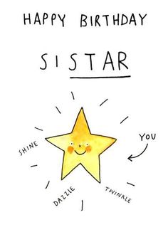 a happy birthday card with a smiling star