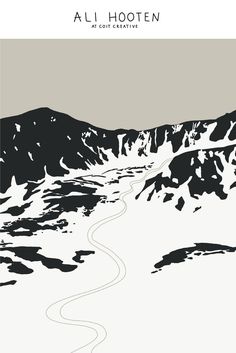 a minimal illustration of ski tracks in the snowy winter mountains in black, white and gray Skiing Illustration, Art For Babies, Inclusive Art, Bird Silhouette Tattoos, Earth Tone Color Palette, Ski Art, Winter Skiing, Earth Tone Color