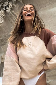 SJ Logo Colour Block Batwing Sweater | Clove | Tops | Shona Joy – Shona Joy International Sj Logo, Sophisticated Women, Batwing Sweater, Color Blocking Outfits, Future Clothes, Latest Sweater, Shona Joy, Woven Jacket, Pinterest Outfits