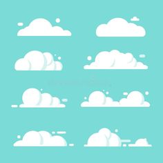 clouds in different shapes and sizes on a blue background