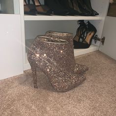 Gold Booties From Shi. Never Worn, Just Tried On. Shine Amazing On Camera With Flash And In Good Lighting Like The Others In My Closet. I Am Willing To Bundle With The Others Like This. Party Ankle Booties For Fall, Winter Party Ankle Booties, Fall Party Ankle Booties, Winter Party Booties With High Heel, Glamorous Boots With 4-inch Heel And Round Toe, Party Booties With 4-inch Heel, Glamorous High Heel Party Booties, Glamorous Party Booties With Round Toe, Party Booties With 4-inch High Heel