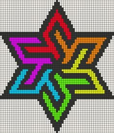 a cross stitched star with different colors