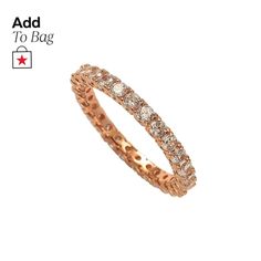 in stock Stackable Rose Gold Cubic Zirconia Diamond Ring, Rose Gold Cubic Zirconia Stackable Diamond Ring, Fine Jewelry Rose Gold Eternity Band With Prong Setting, Rose Gold Stackable Eternity Band, Rose Gold Eternity Band With Brilliant Cut Cubic Zirconia, Luxury Adjustable Rose Gold Rings, Rose Gold Eternity Band With Diamond Accents, Round Rose Gold Eternity Band With Diamond Accents, Rose Gold Cubic Zirconia Stackable Rings, Fine Jewelry