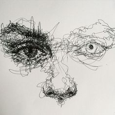 a drawing of an eye is shown in black ink on a white paper with lines