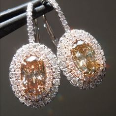 925 Silver Filled Simulated Diamonds And Morganite Fashion Star, Zircon Earrings, Halo Earrings, Classic Earrings, Oval Earring, Earrings Women, Engagement Bands, Brown Silver, Silver Wedding